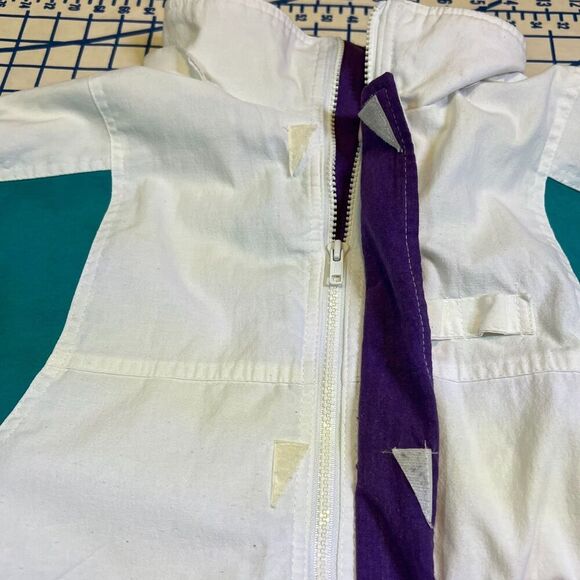 Eagles Ridge Full Zip Windbreaker Size Large Retro Geometric White Jacket - Picture 7 of 13
